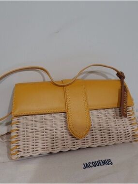 Jacquemus Le Bambino leather and raffia shoulder bag NEW